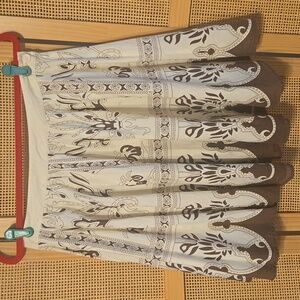 Forever Brown & Cream Patterned Mini Skirt Cotton Large Western